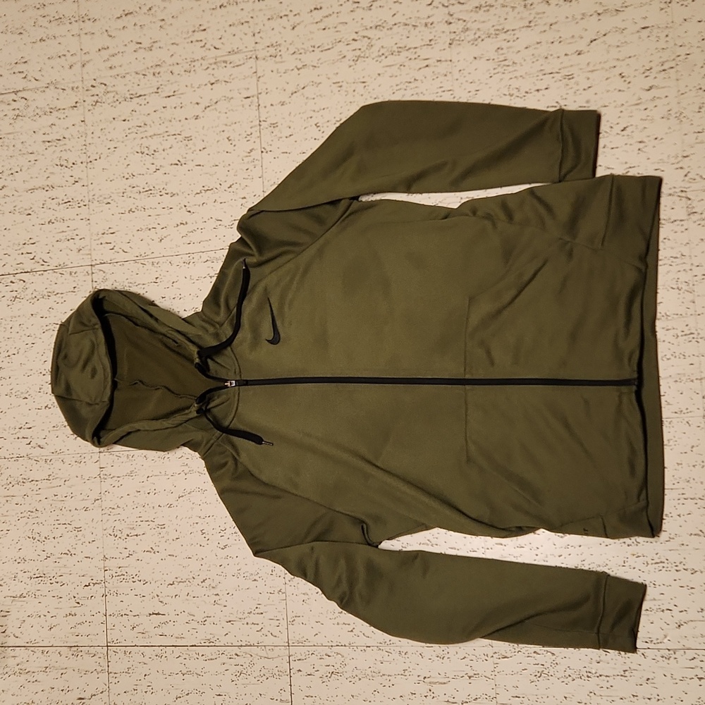 Nike Dri-Fit Green Full Zip Hoodie Sweater with Black Logo